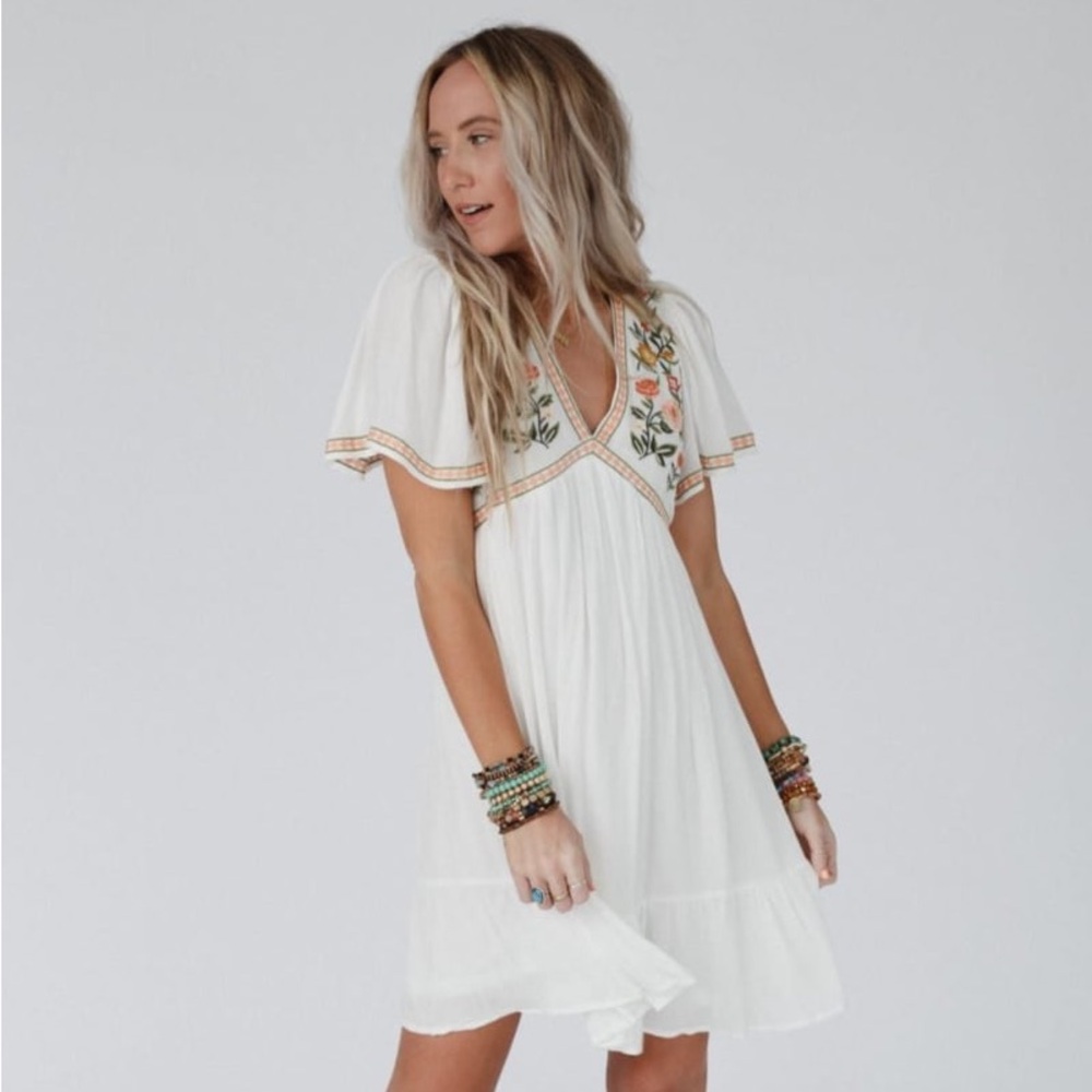 MAGDALINE EMBROIDERED MINI DRESS